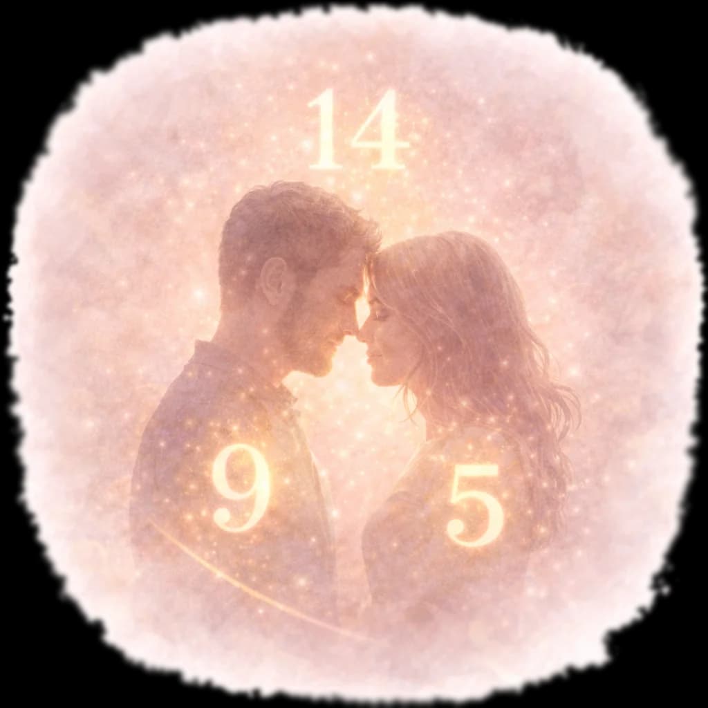 Couple with glowing numerology numbers